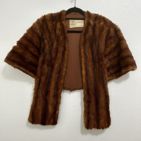 Furs By Mars Mink Fur Stole Capelet Shawl Bolero Wrap VTG 60s M/L Old Money - Picture 1 of 6